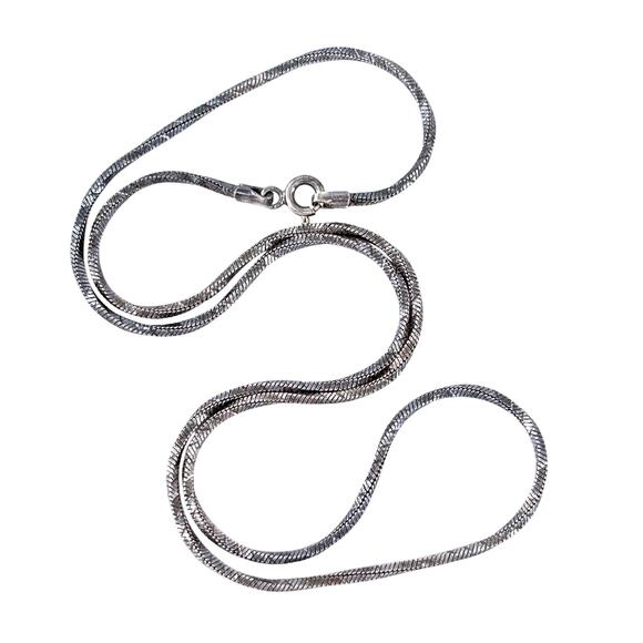 Estate Italy Sterling Silver 925 1.5mm Diamond Cut Twisted Chain Necklace 18” - Picture 1 of 3